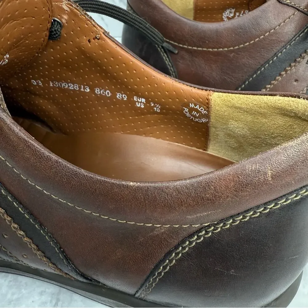 MEPHISTO Air Jet Men’s Sz 10 Brown Leather Lace Up Casual Sneakers Walking Shoes
